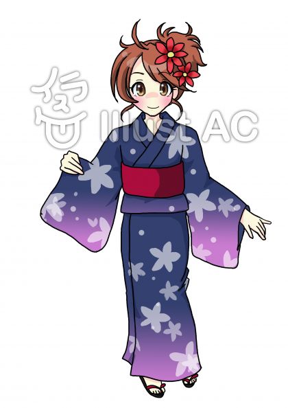 浴衣姿の女の子イラスト - No: 77792/無料イラストなら「イラストAC」