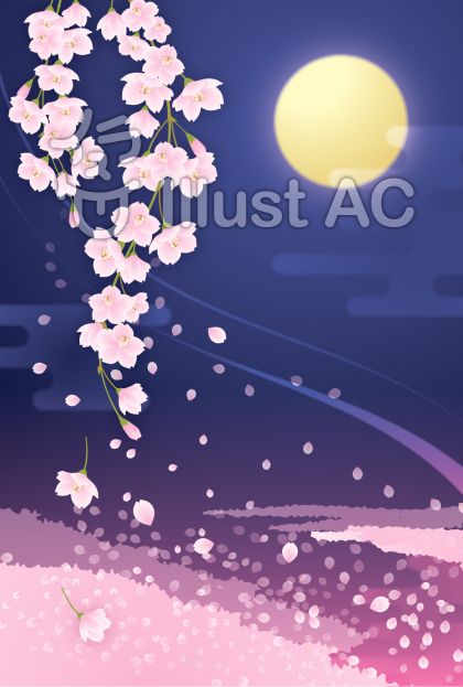 完了しました 夜桜 イラスト 綺麗 イラスト画像検索エンジン