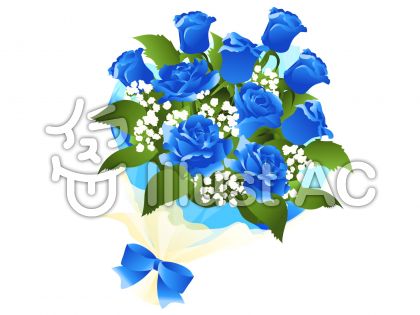 青いバラの花束イラスト No 無料イラストなら イラストac