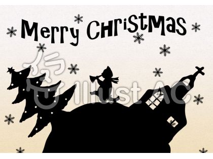 シルエットクリスマス 教会と猫とツリーイラスト No 無料イラストなら イラストac