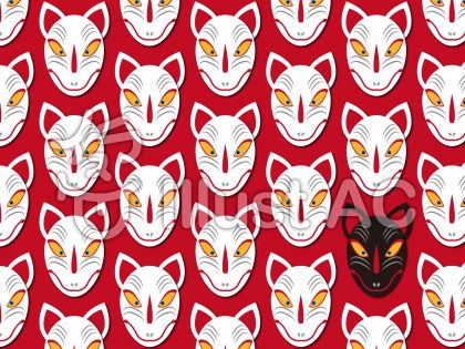 以前投稿したイラスト 狐の面 日日oekaki