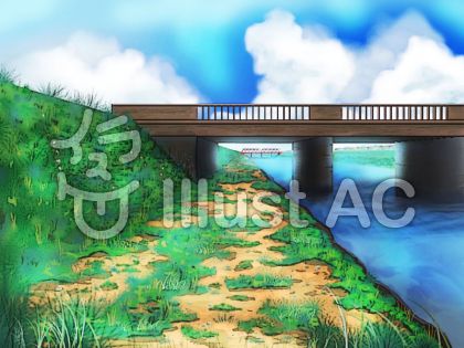 夏の橋の下 川イラスト No 無料イラストなら イラストac