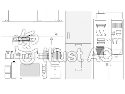 キッチン モノクロ イラスト No 無料イラストなら イラストac
