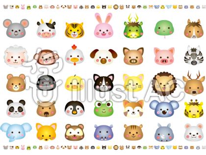 動物の顔のイラストイラスト No 無料イラストなら イラストac