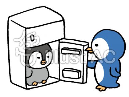 ペンギン 冷蔵庫で涼むイラスト No 無料イラストなら イラストac