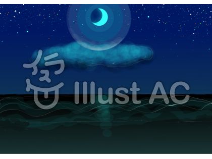 夜の海と雲イラスト No 無料イラストなら イラストac