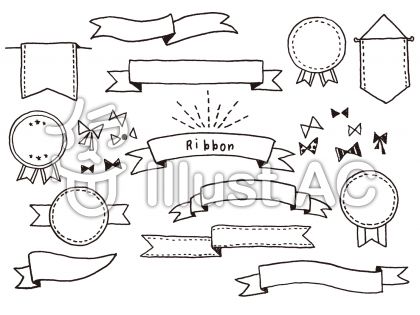 ベスト50 手書き リボン イラスト モノクロ スーパーイラストコレクション
