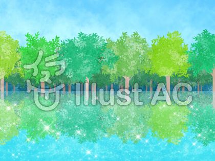 木と湖イラスト No 無料イラストなら イラストac