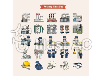 エレガント工場 機械 イラスト フリー 動物ゾーン