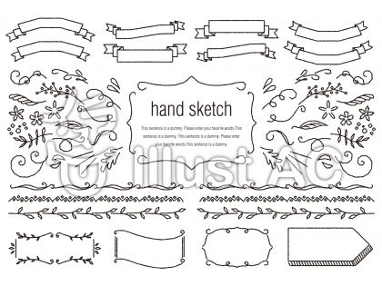 手描きの素材023 リボンとラインセットイラスト No 無料イラストなら イラストac