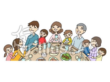 食事会 ３ 家族 ライン黒イラスト No 無料イラストなら イラストac