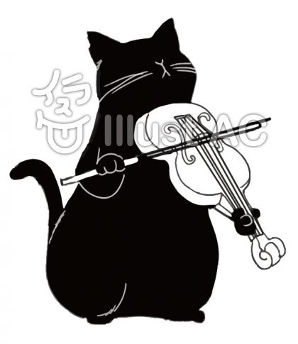 黒猫シルエット バイオリンを弾くイラスト No 7060 無料イラストなら イラストac