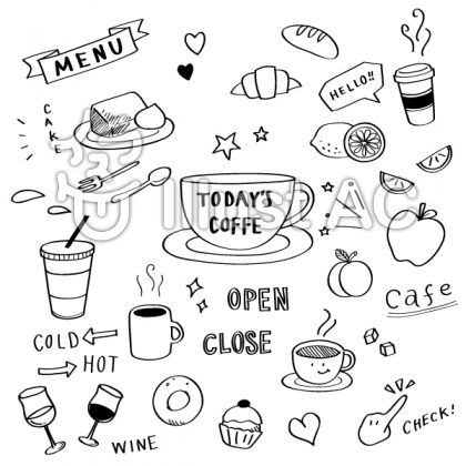 カフェ手書き風イラストイラスト No 7409 無料イラストなら イラストac