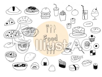 75 食べ物 イラスト 白黒 リアル アニメ画像
