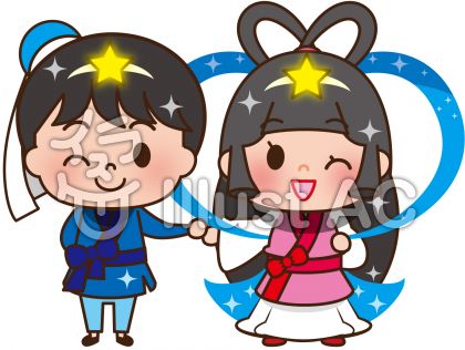 織姫と彦星 手をつなぐイラスト No 8152 無料イラストなら イラストac