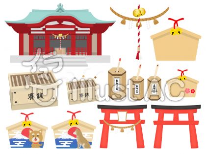 神社のイラストセットイラスト No 9003 無料イラストなら イラストac