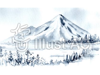 山の風景 水墨画風イラスト No 1009503 無料イラストなら