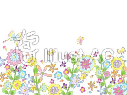 手描き色鉛筆花と蝶画用紙フレーム背景透明イラスト No 無料イラストなら イラストac