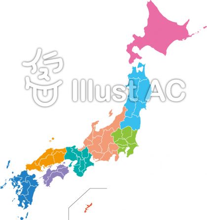 日本地図 地方区分 定番シンプルイラスト No 無料イラストなら イラストac