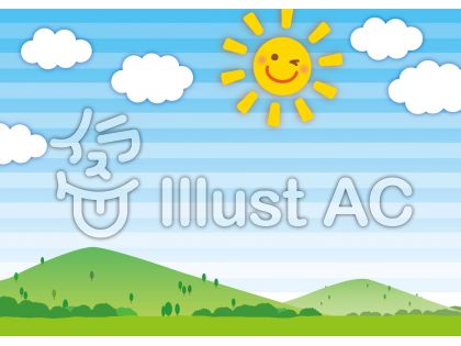 太陽と空と山の背景イラスト No 無料イラストなら イラストac