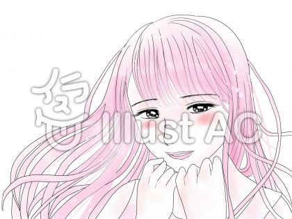 頬杖ピンクイラスト No 無料イラストなら イラストac