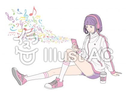 音楽を聴く女の子イラスト No 無料イラストなら イラストac