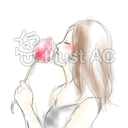花にキスする女の子イラスト No 無料イラストなら イラストac