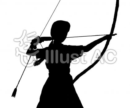 弓道をする女性 黒塗りイラスト No 無料イラストなら イラストac