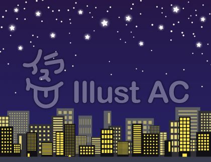 ビルの街並みの夜景 黄色イラスト No 無料イラストなら イラストac