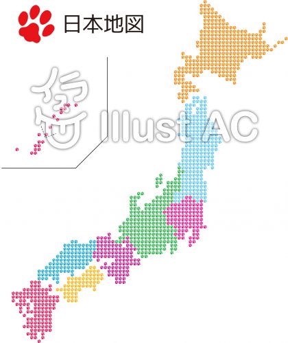 肉球 の日本地図 地方分けイラスト No 無料イラストなら イラストac