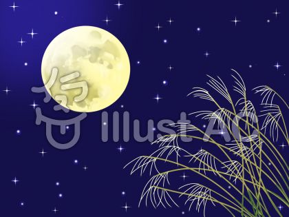 月夜すすき 星 お月見 背景 十五夜イラスト No 無料イラストなら イラストac