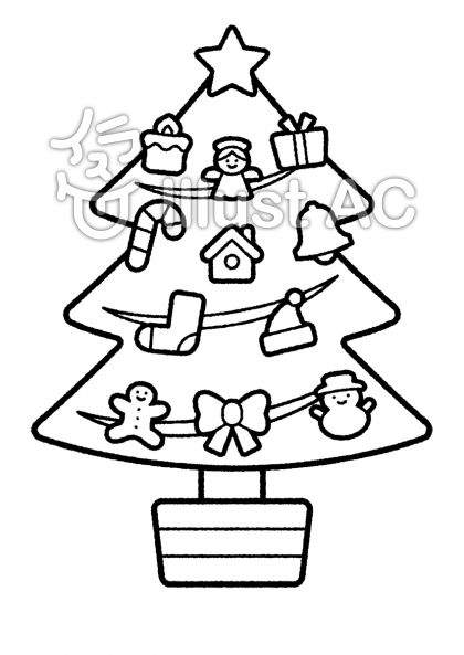 ぬりえ素材 クリスマスツリー 冬 イラスト無料 かわいいテンプレート