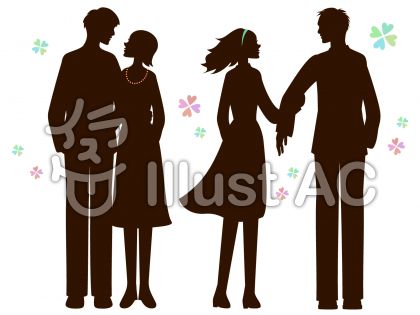 おしゃれなカップルのシルエット2イラスト No 無料イラストなら イラストac
