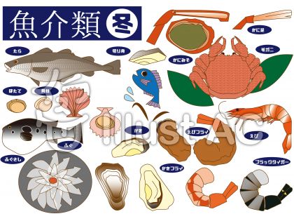 冬味覚 魚介類 イラスト No 無料イラストなら イラストac