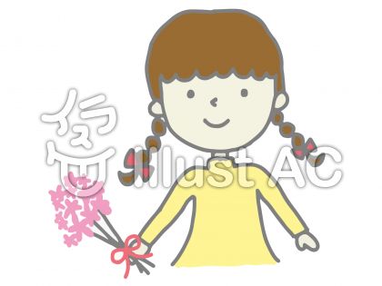 花を持った三つ編みの女の子イラスト No 無料イラストなら イラストac
