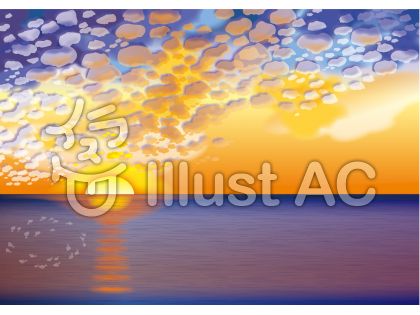 海に沈む夕日イラスト 無料イラストなら イラストac