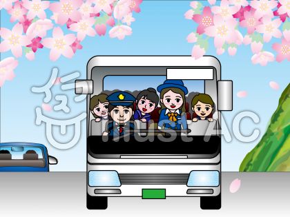 大型観光バス 5 春の修学旅行イラスト No 無料イラストなら イラストac