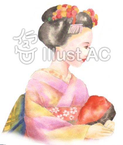 舞妓さん 横顔 水彩イラスト No 無料イラストなら イラストac