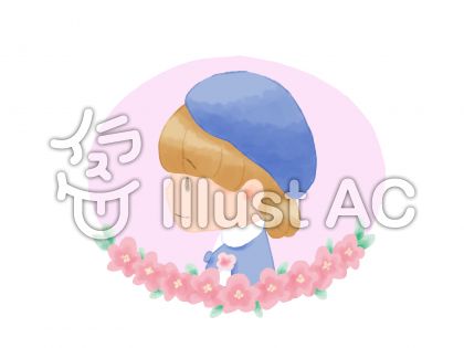 桜フレームに入ってる女の子 横顔イラスト No 無料イラストなら イラストac