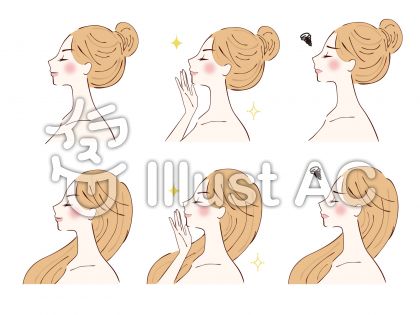 エステやスキンケアなど女性の横顔セットイラスト No 無料イラストなら イラストac