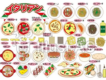 イタリアン 食べ物いろいろ イラスト No 無料イラストなら イラストac