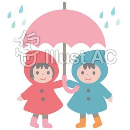 レインコートを着た子供たち 相合い傘 イラスト No 無料イラストなら イラストac