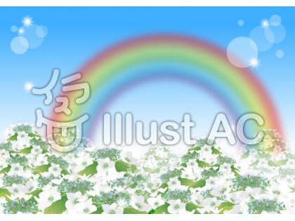 がくあじさいと虹 無料イラスト フリー素材を紹介するブログ