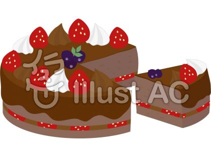 イチゴのチョコホールケーキとカットケーキイラスト No 1517418 無料イラストなら イラストac