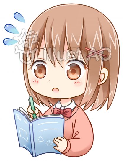 勉強している女の子 汗イラスト No 無料イラストなら イラストac