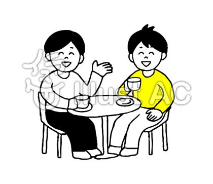 カフェで会話する男性２人 シンプル イラスト No 無料イラストなら イラストac