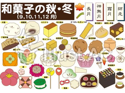 和菓子いろいろ 秋 冬 イラスト No 無料イラストなら イラストac