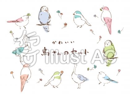 かわいい鳥さんのセットイラスト No 1590756 無料イラストなら