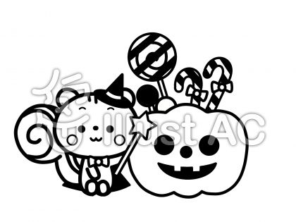 ハロウィンのカボチャ白黒イラスト 無料イラストなら イラストac