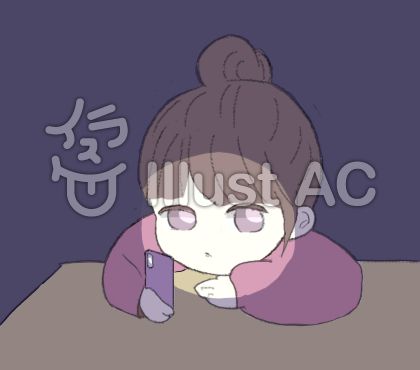 夜更かししてスマホをいじる女の子イラスト No 無料イラストなら イラストac